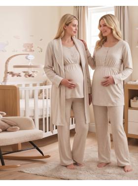 SONBAHAR KIŞ SEZONU Sabahlıklı Lohusa Pijama Takımı 3333334